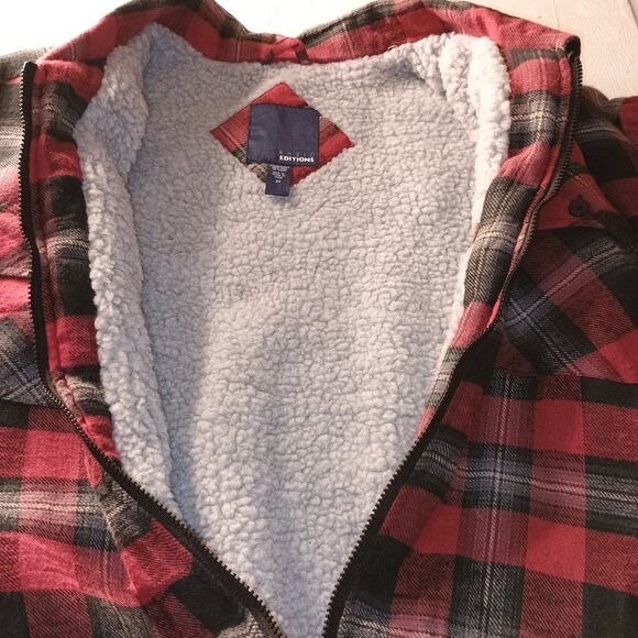 NWOT Men 2XL Winter Shacket Full Zip Thick Flannel Plaid Sherpa Fleece Lined Coz - Picture 5 of 8